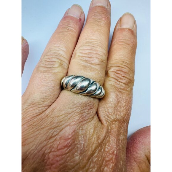 Estate Carolyn Pollack 925 Sterling Silver Ribbed Dome Twist Ring, Size 9, 7.2g - Picture 7 of 12